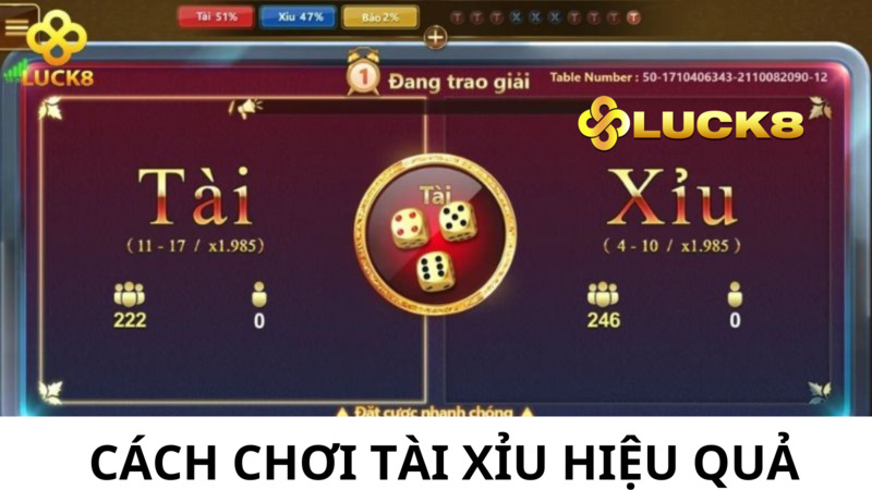 Cách chơi tài xỉu hiệu quả nhất tại nhà cái Luck8